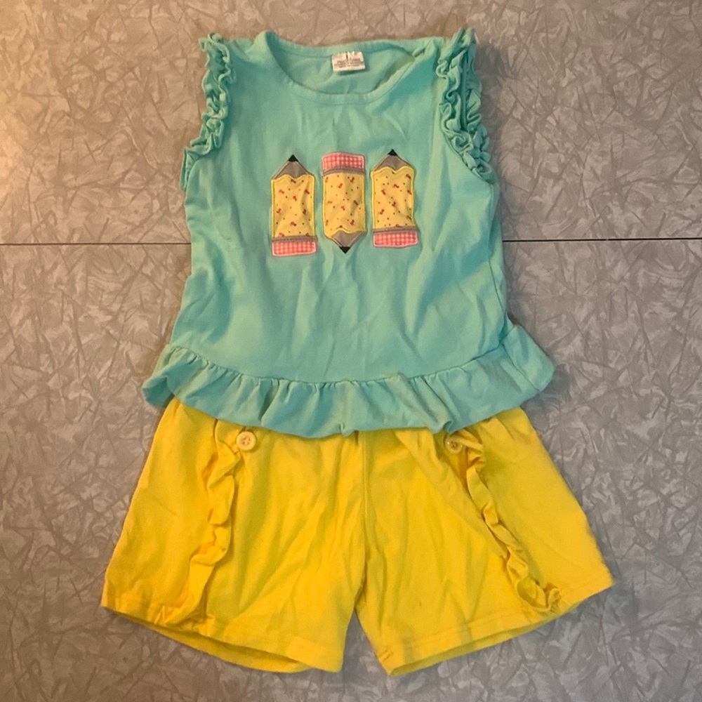Girls Size 5 Back to School Pencil Shorts Set